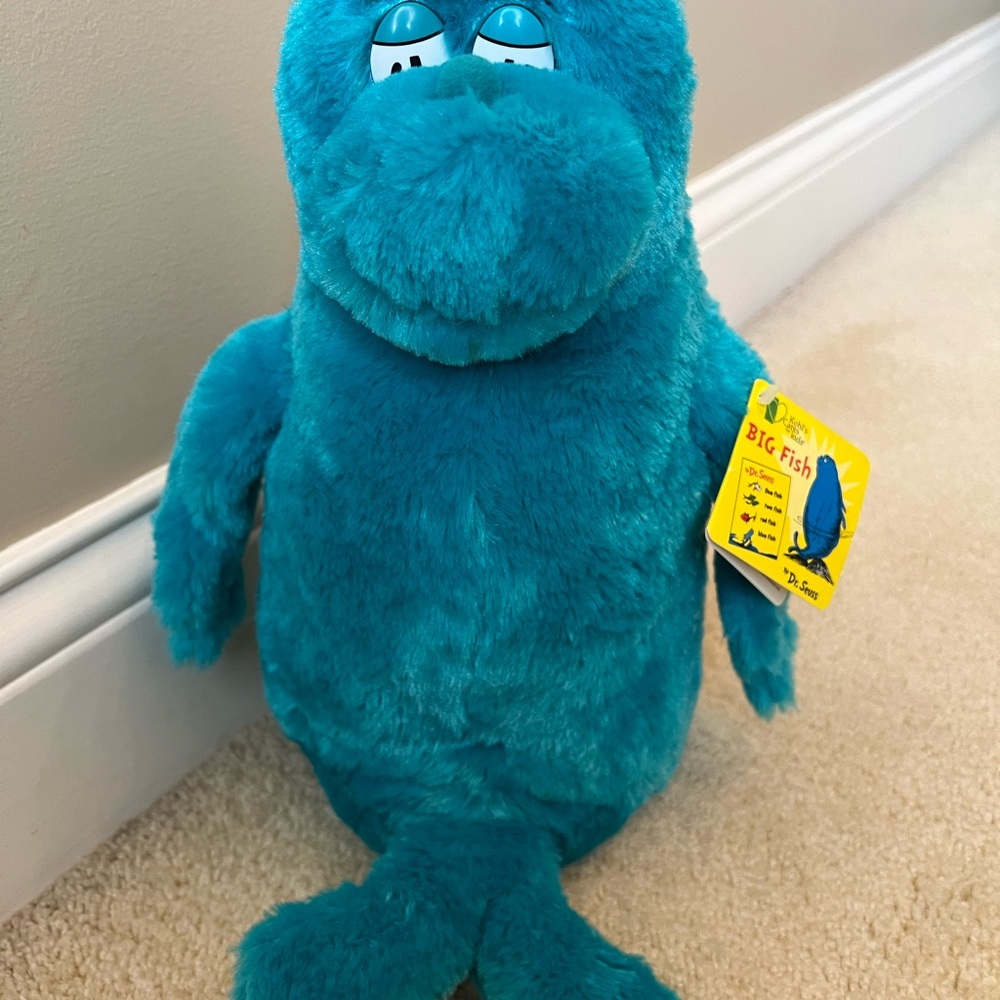 Dr. Seuss Teal Big Fish Plush. NWT